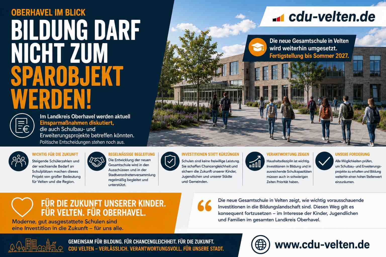cdu velten bildung darf nicht gespart werden