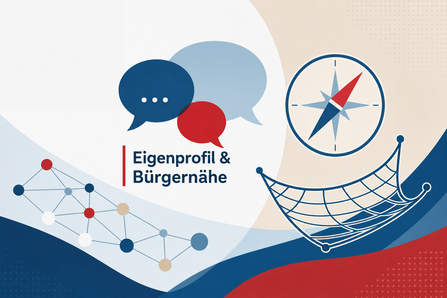 Redaktionelle Grafik zur Forderung der CDU Velten nach mehr Eigenprofil, Bürgernähe und klarer politischer Ausrichtung sowie zur geplanten Neuordnung der Sicherheitsstrukturen in Brandenburg.