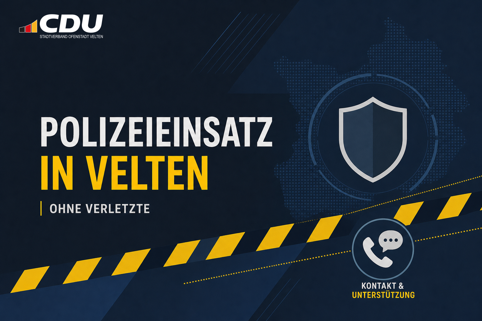 Redaktionelle Grafik zu einem Polizeieinsatz in Velten nach einer Bedrohungslage, der ohne Verletzte endete.